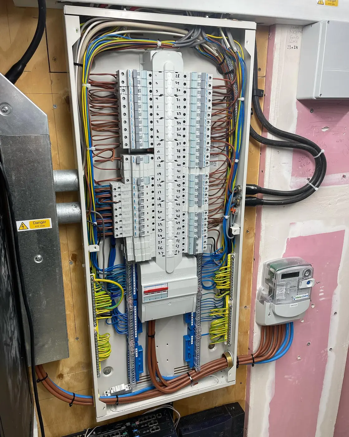 Neatly wired commercial distribution board