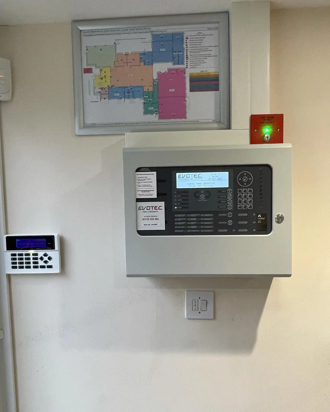 Commercial fire alarm control panel installed and commissioned